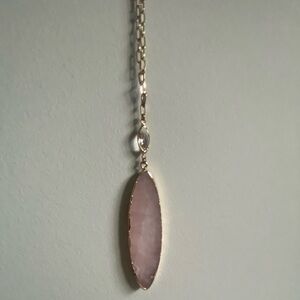 Rose Quartz Statement Pendant Necklace
